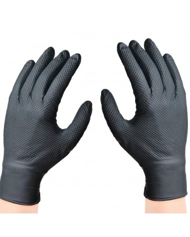 Rękawice ochronne nitrylowe czarne 100 sztuk - grube rozmiar L